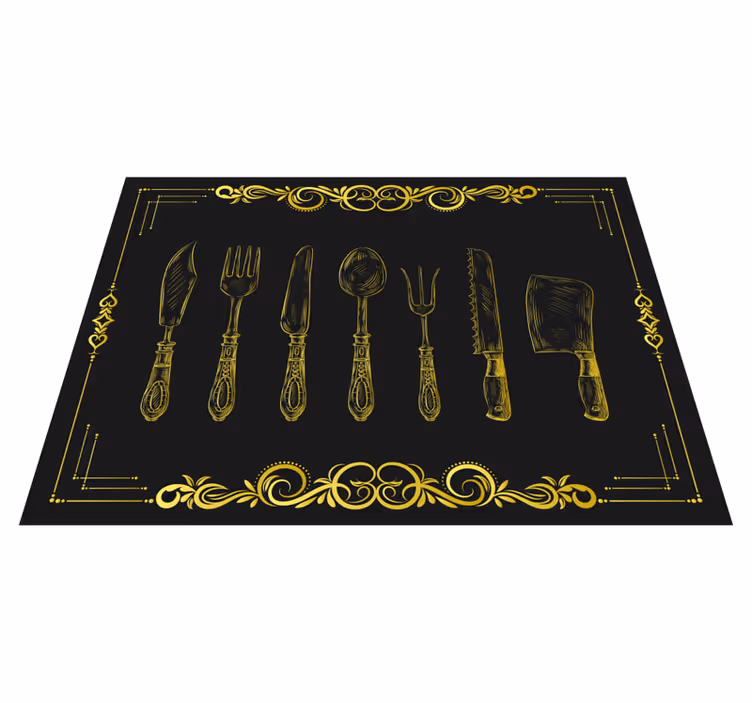 Tappeto pvc cucina sagoma utensili da cucina - TenStickers