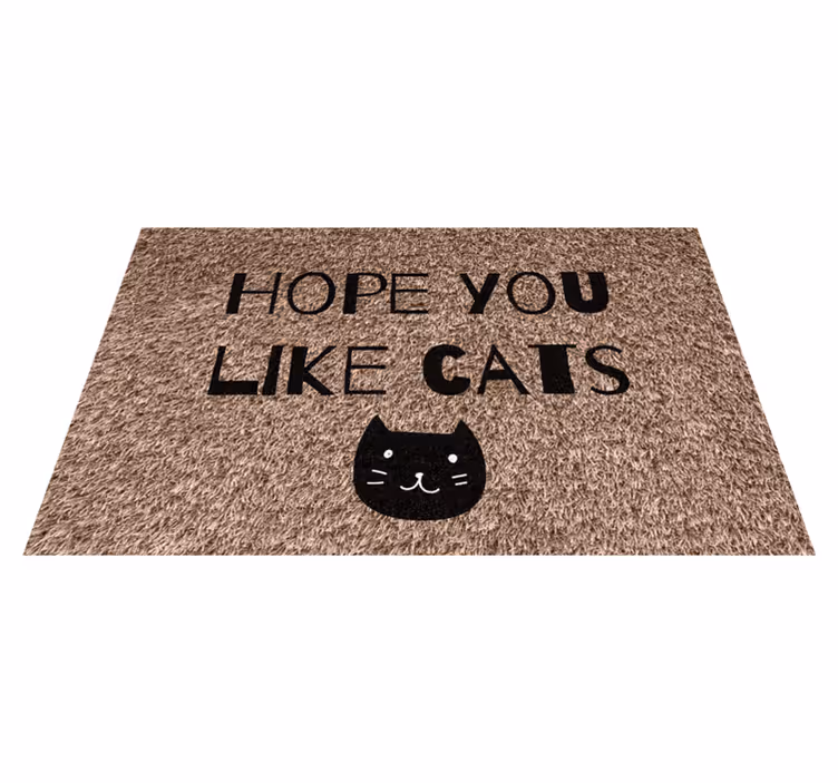 Tappeto vinile frase spero che ti piacciano i gatti - TenStickers
