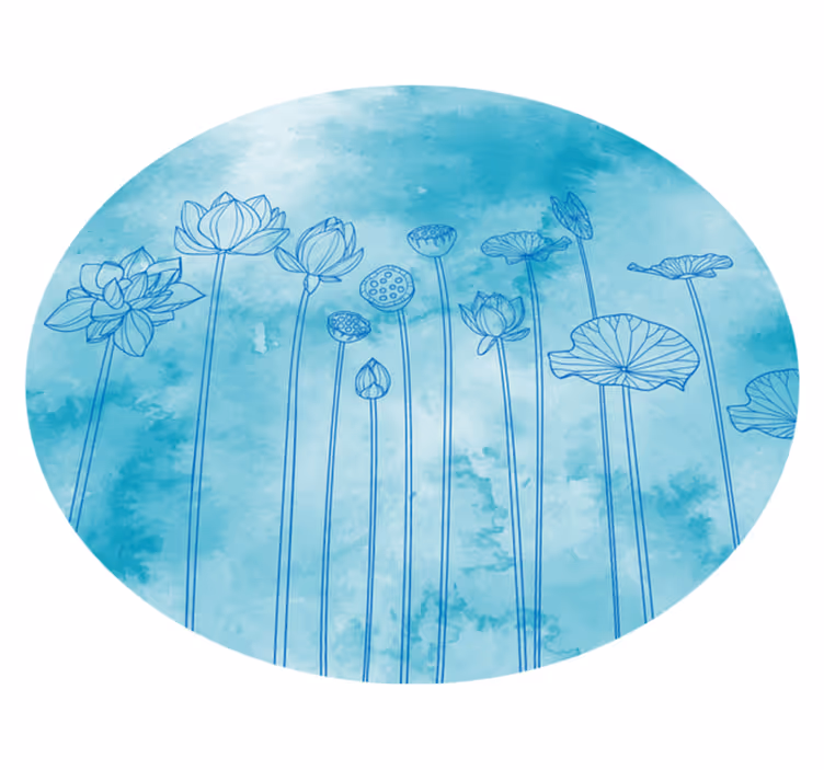 Tappeto vinile fiori spruzzo di loto blu - TenStickers