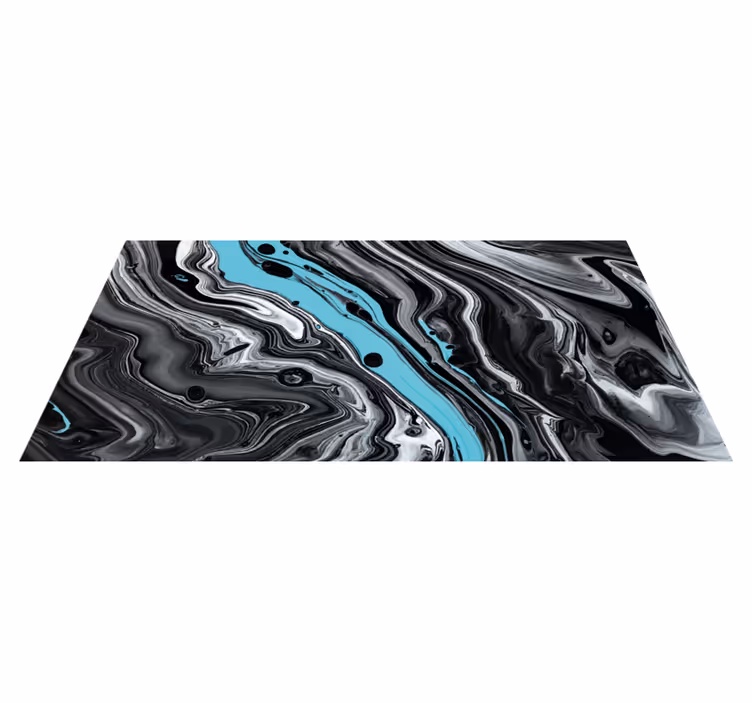 Tappeto vinile effetto marmo vorticoso nero e blu - TenStickers