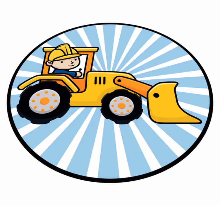 Tappeto vinile per bambini divertente veicolo da costruzione - TenStickers
