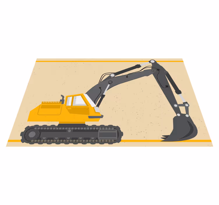 Tappeto vinile per bambini illustrazione dell'escavatore - TenStickers