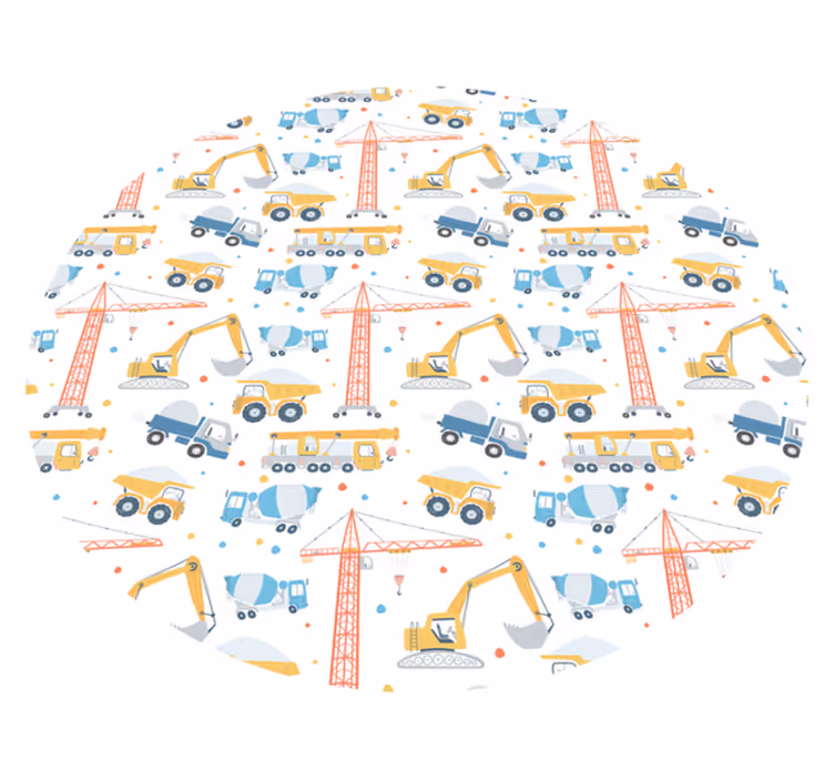 Tappeto vinile per bambini veicoli da costruzione - TenStickers