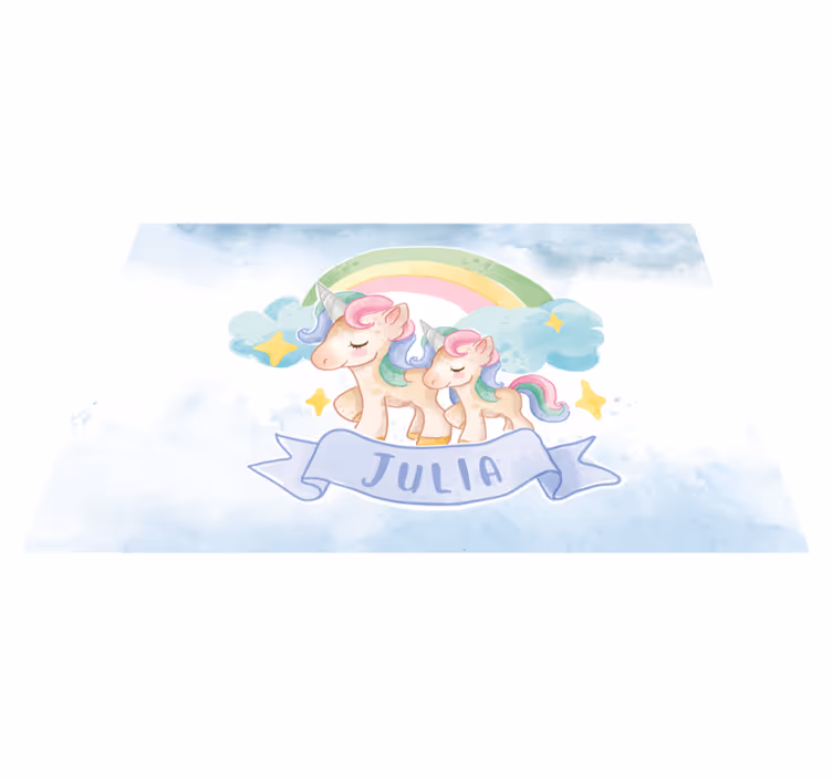 Tappeto vinile per bambini illustrazione famiglia unicorno - TenStickers