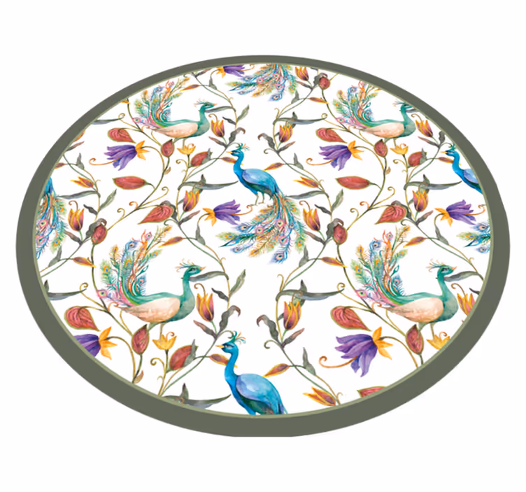 Tappeto vinile fiori fioriture di pavone bellissime - TenStickers