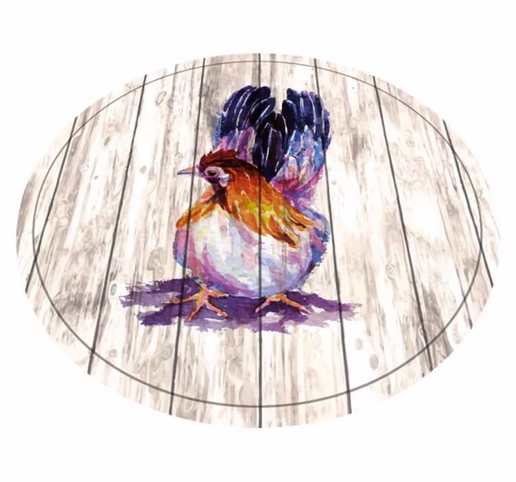 Tappeto vinile stampa animale gallina colorata incantevole - TenStickers