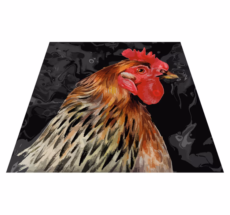 Tappeto vinile stampa animale testa di gallo colorata - TenStickers