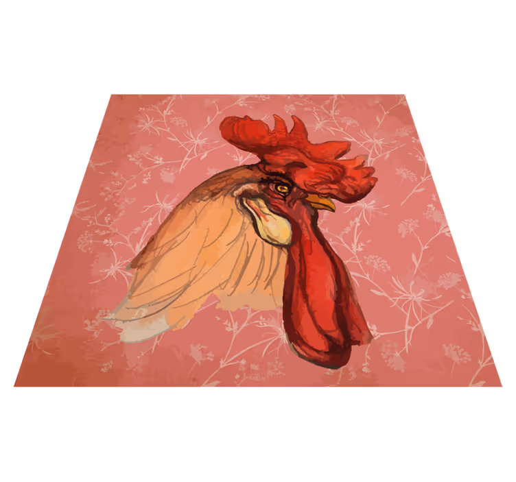 Tappeto vinile stampa animale motivo floreale gallo - TenStickers
