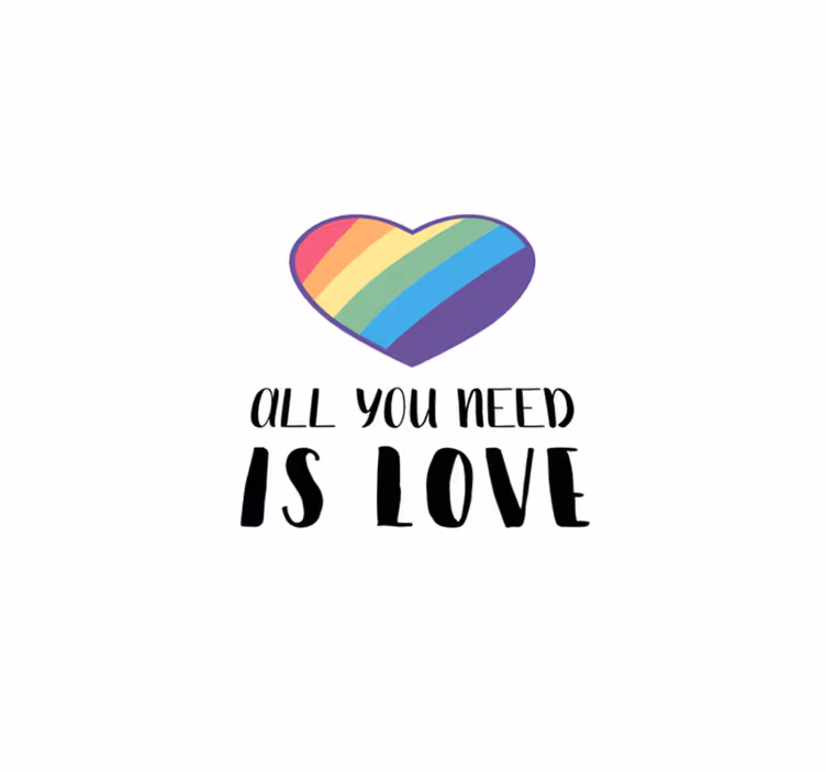 Tappeto vinile frase messaggio a forma di cuore colorato - TenStickers
