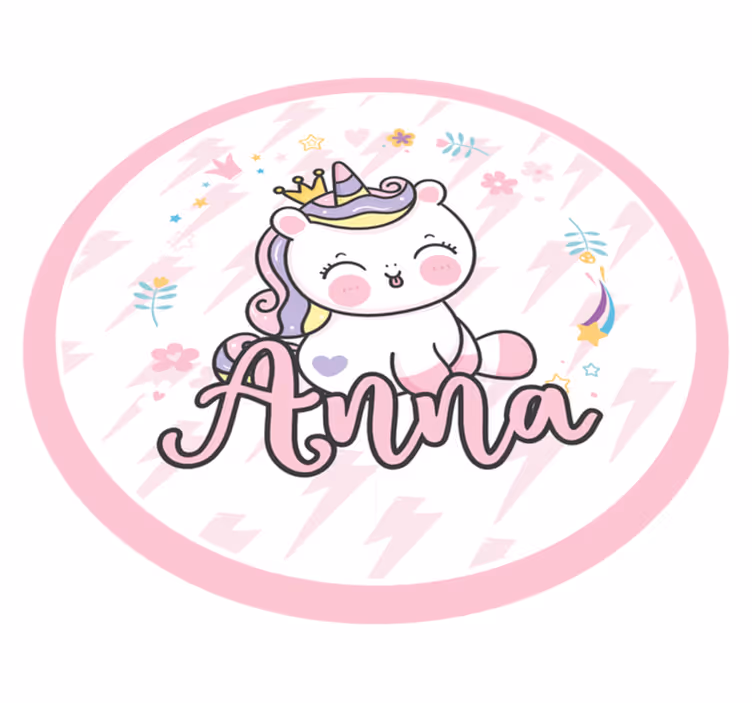 Tappeto vinile per bambini unicorno bambino con nome - TenStickers