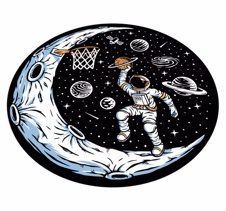 Tappetto vinile stelle astronauta che fa un tuffo - TenStickers