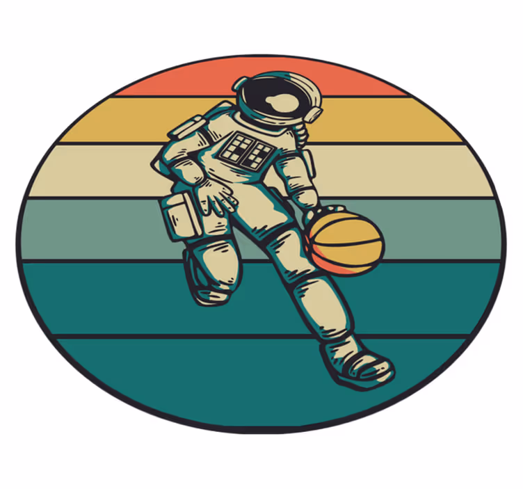 Tappeto vinile giochi gioco di basket dell'astronauta - TenStickers