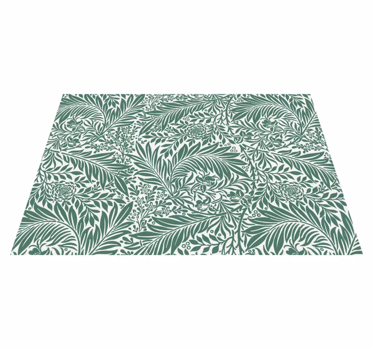 Tappeto vinile fiori motivo di fogliame verde - TenStickers