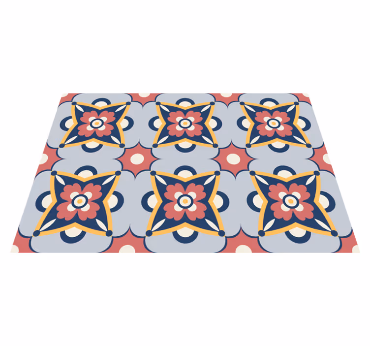 Tappeto vinile mosaico composizione botanica grigia - TenStickers