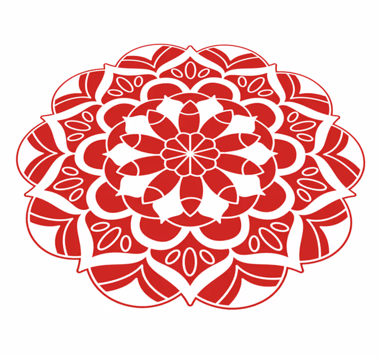 Tappeto vinile Mandala motivo floreale rosso - TenStickers