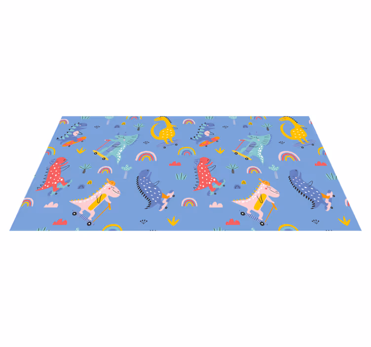 Tappeto vinile per bambini avventura di dinosauri colorata - TenStickers
