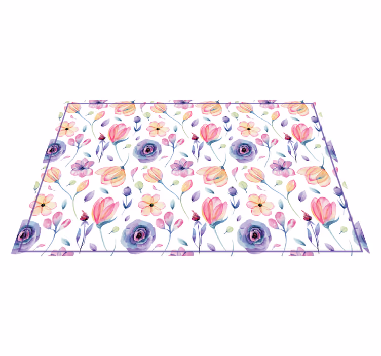Tappeto vinile fiori motivo floreale ad acquerello - TenStickers