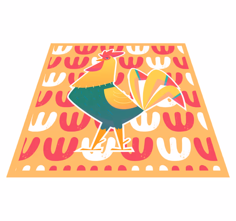 Tappeto vinile animali arte del gallo colorato - TenStickers