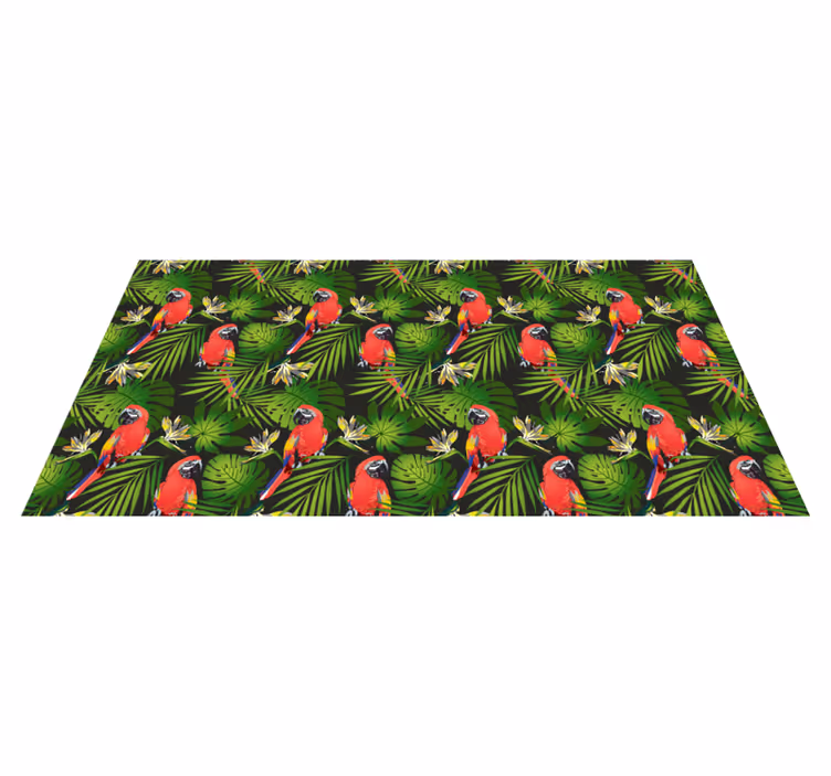 Tappeto vinile natura vegetazione tropicale dei pappagalli - TenStickers