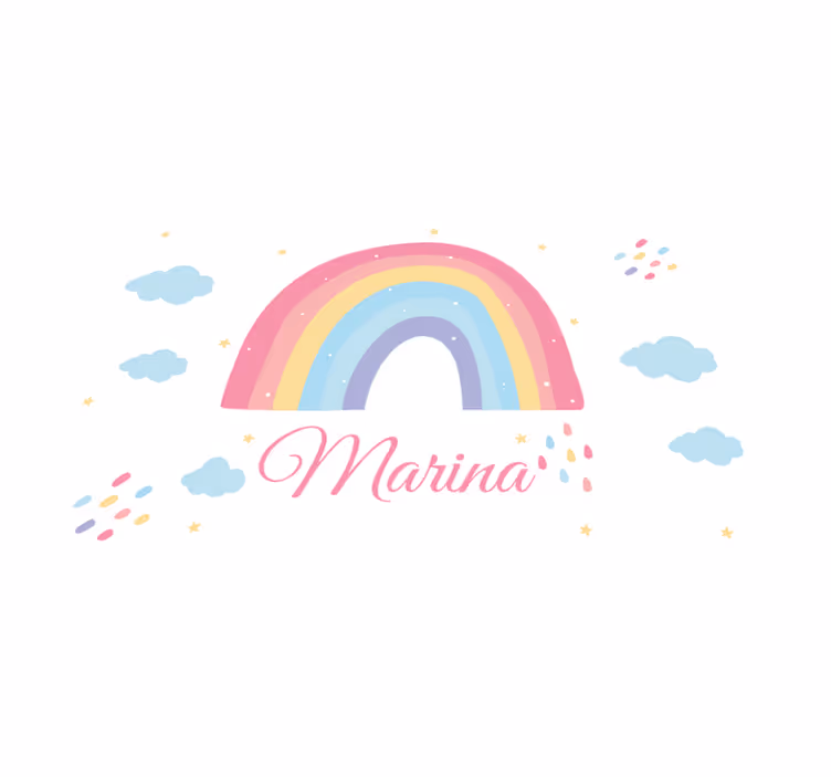 Tappeto vinile con nome arcobaleno colorato personalizzato - TenStickers