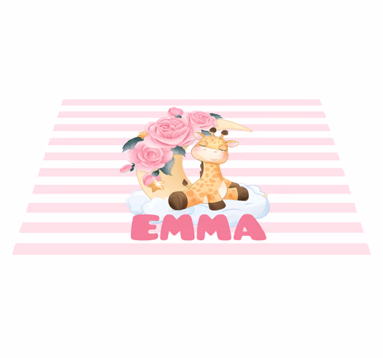 Tappeto vinile bebé giraffa felice personalizzata - TenStickers