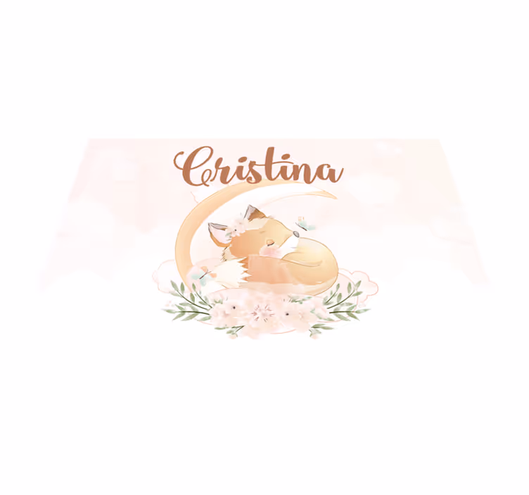 Tappeto vinile con nome illustrazione di volpe dolce - TenStickers