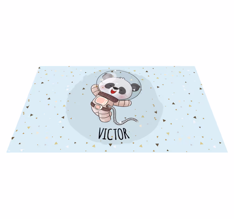 Tappeto vinile con nome simpatico panda astronauta - TenStickers