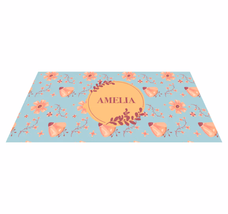 Tappeto vinile con nome composizione floreale - TenStickers