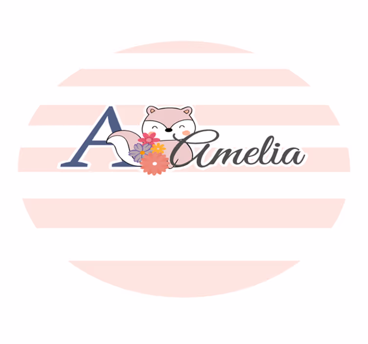 Tappeto vinile con nome design volpe personalizzabile - TenStickers