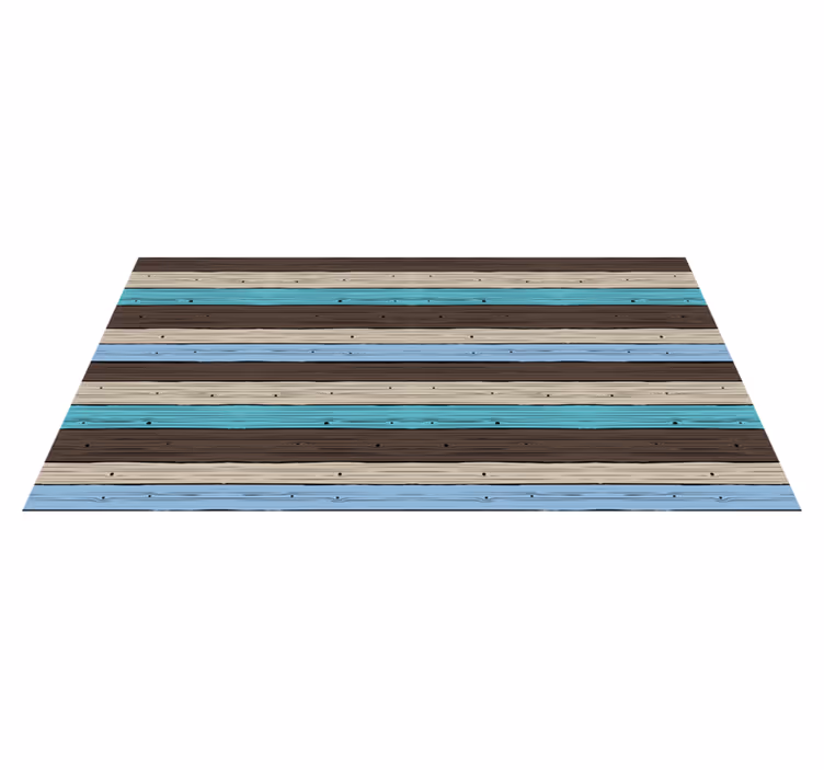 Tappeto vinile effetto legno strisce blu e marroni - TenStickers