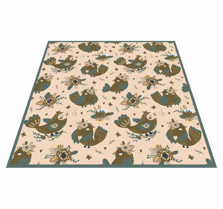 Tappeto vinile fiori modelli di uccelli stravaganti - TenStickers