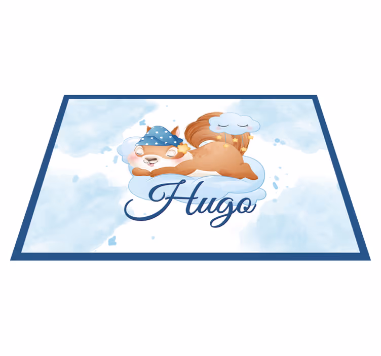 Tappeto vinile con nome carino scoiattolo che sogna - TenStickers