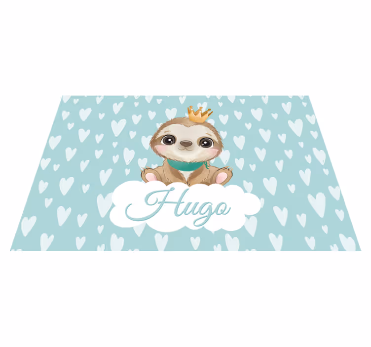 Tappeto vinile bebé bradipo cucciolo con nome - TenStickers