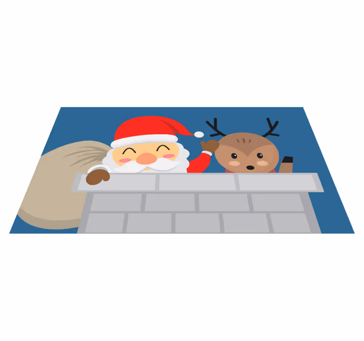 Tappeto vinile natale scena di babbo natale allegra - TenStickers