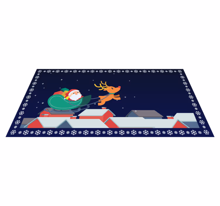 Tappeto vinile Halloween giro in slitta di babbo natale - TenStickers