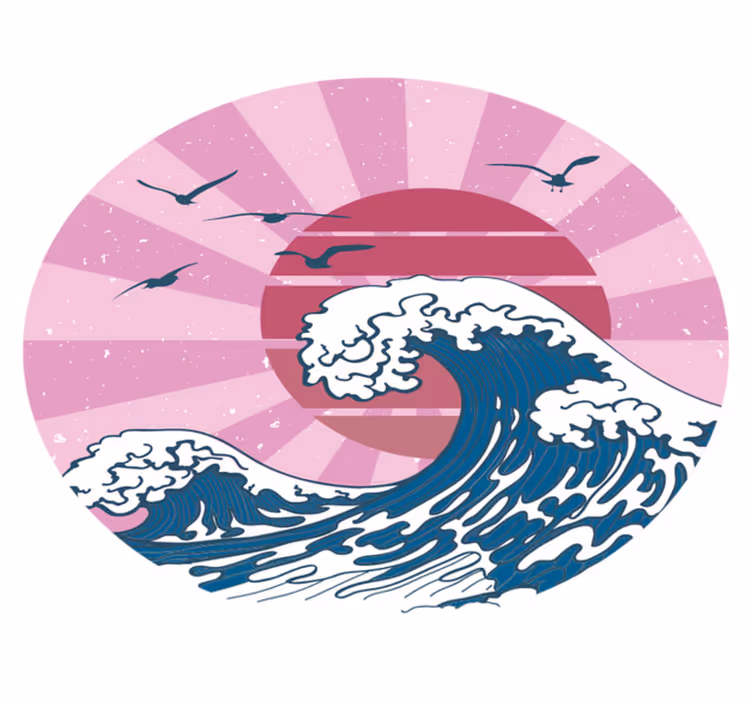 Tappeto vinile geometrico onda rosa di kanagawa - TenStickers