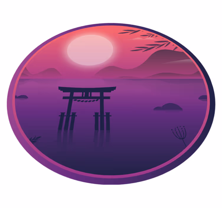 Tappeto vinile rotondo scena serena del tramonto - TenStickers