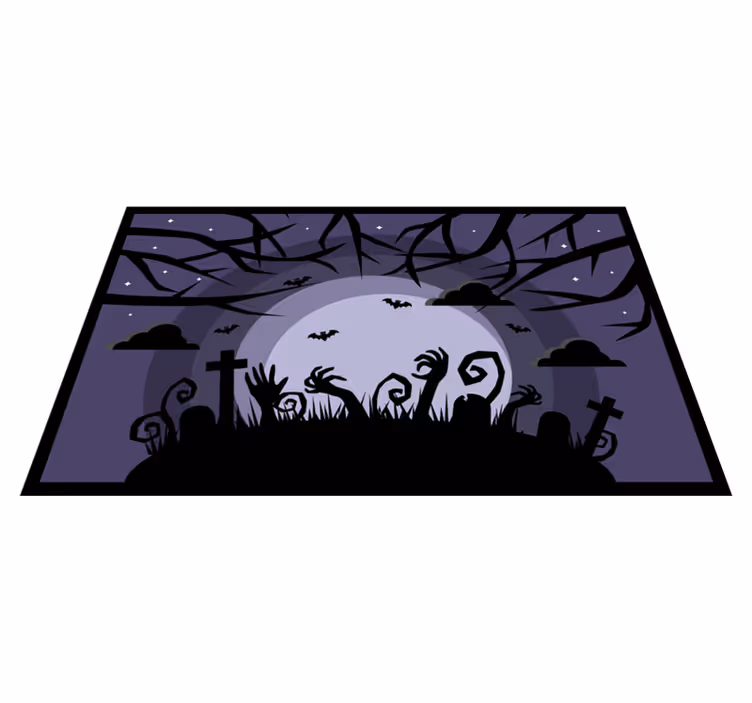 Tappeto vinile Halloween scena spettrale del cimitero - TenStickers