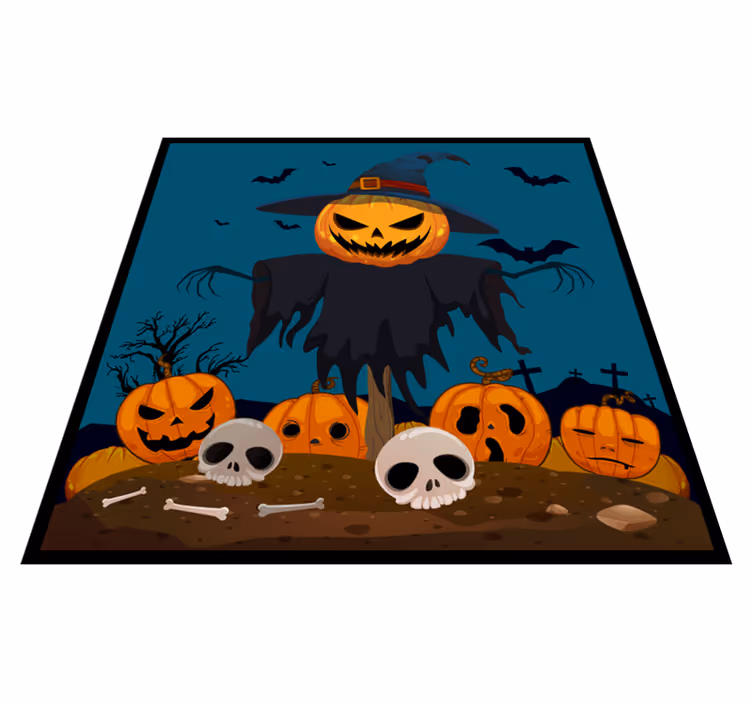 Tappeto vinile Halloween scena inquietante della zucca - TenStickers