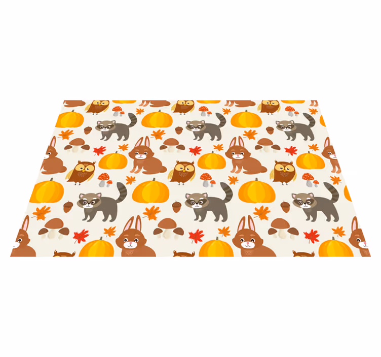 Tappeto vinile bebé personaggi animali autunnali - TenStickers