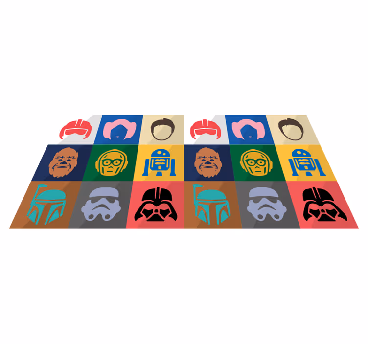 Tappeto vinile per ragazzi volti dei personaggi dei film - TenStickers