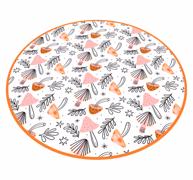 Tappeto vinile fiori motivo nordico a fungo - TenStickers
