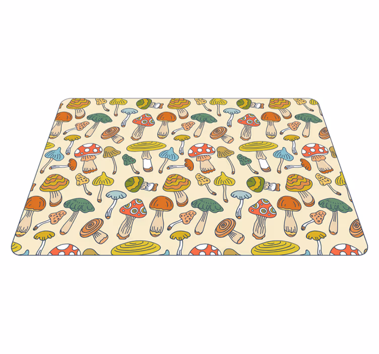 Tappeto pvc cucina illustrazione di funghi vivaci - TenStickers
