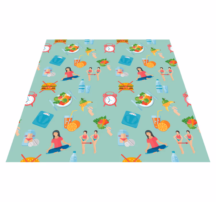 Tappeto vinile per bambini icone di uno stile di vita sano - TenStickers