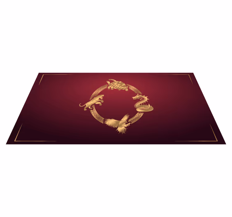 Tappeto vinile etnico cerchio zodiacale dorato - TenStickers