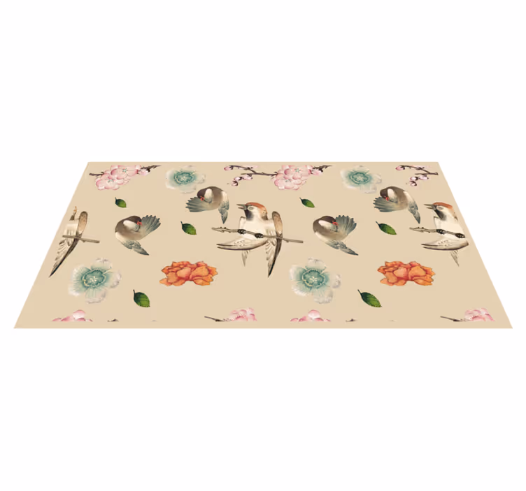 Tappeto vinile animali uccelli e fiori - TenStickers