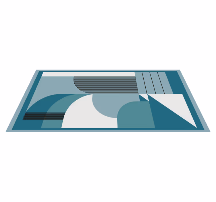 Tappeto vinile moderno forme geometriche astratte blu - TenStickers