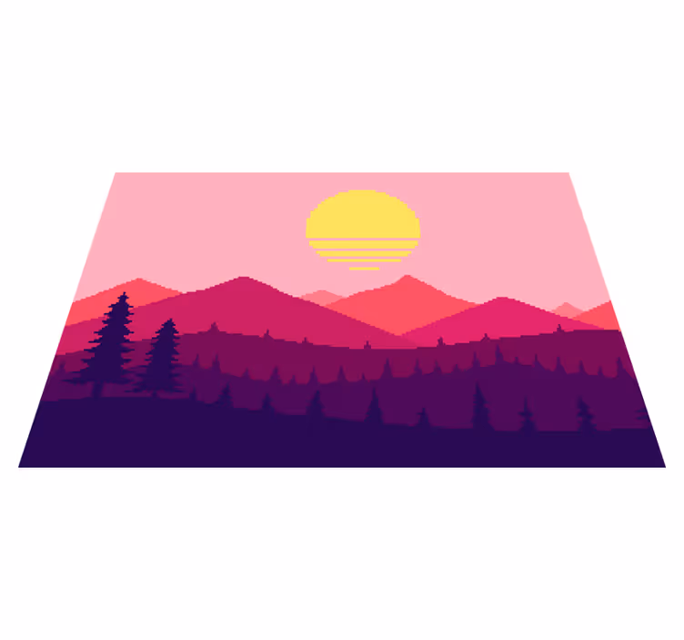 Tappeto vinile natura vista sulle montagne al tramonto - TenStickers