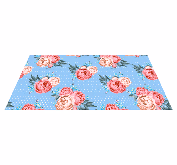 Tappeto in vinile con fiori e piante Shabby chic su pois vector - TenStickers