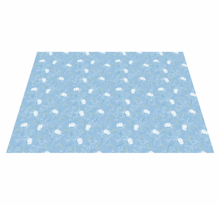 Tappeto vinile blu motivo foglia botanica - TenStickers
